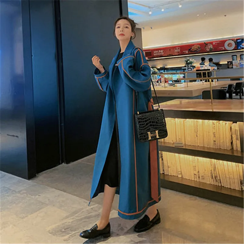 

2020 NEW Spring Autumn Windbreaker Women's mid-length Korean Long Trench Coats with belt b519