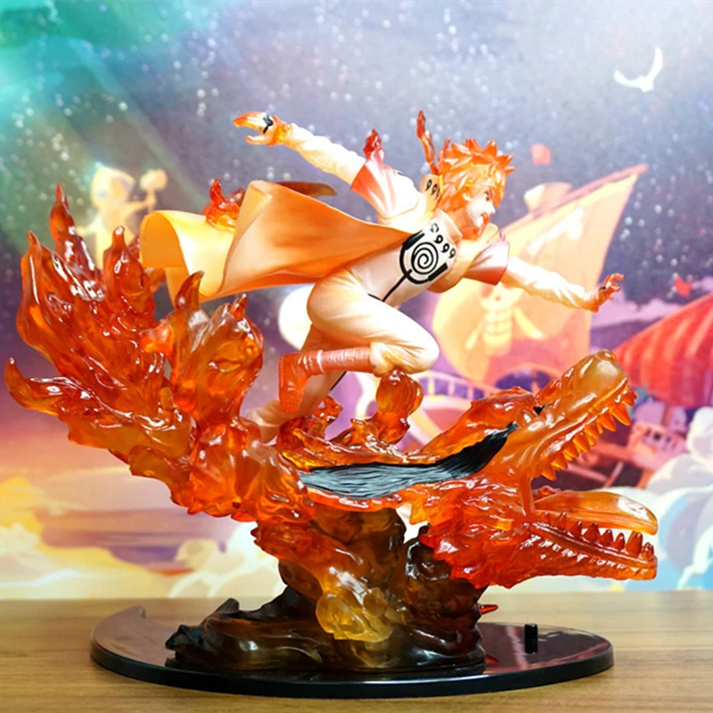 

Naruto Anime 4 Generations Naruto Namikaze Minato PVC Transformed Intonine Tail Fox Statue Collectible Toy Figma Gift Toy