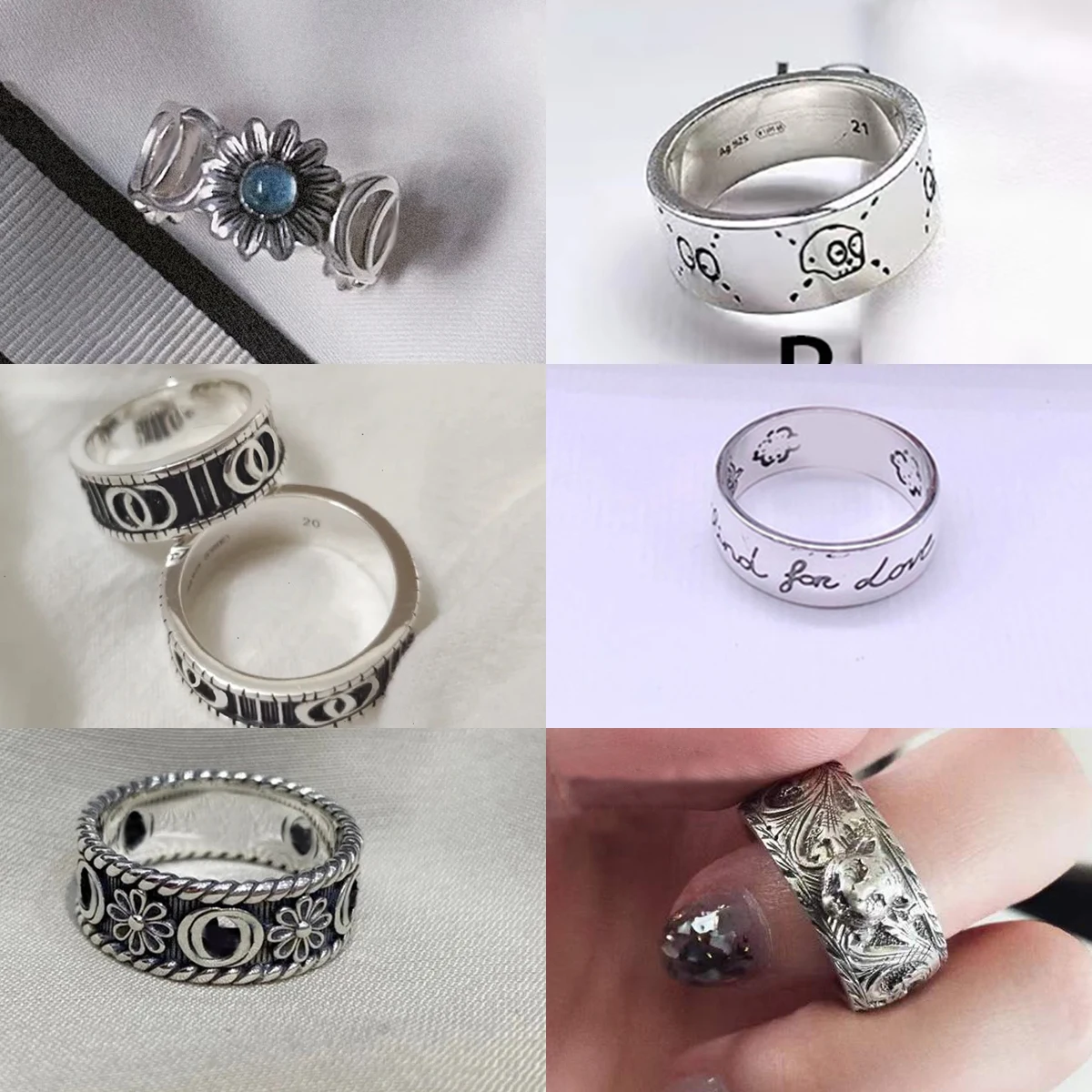 

2021 trend luxury brand jewelry heart ring for couples men and women unisex silver large rings set men's rings