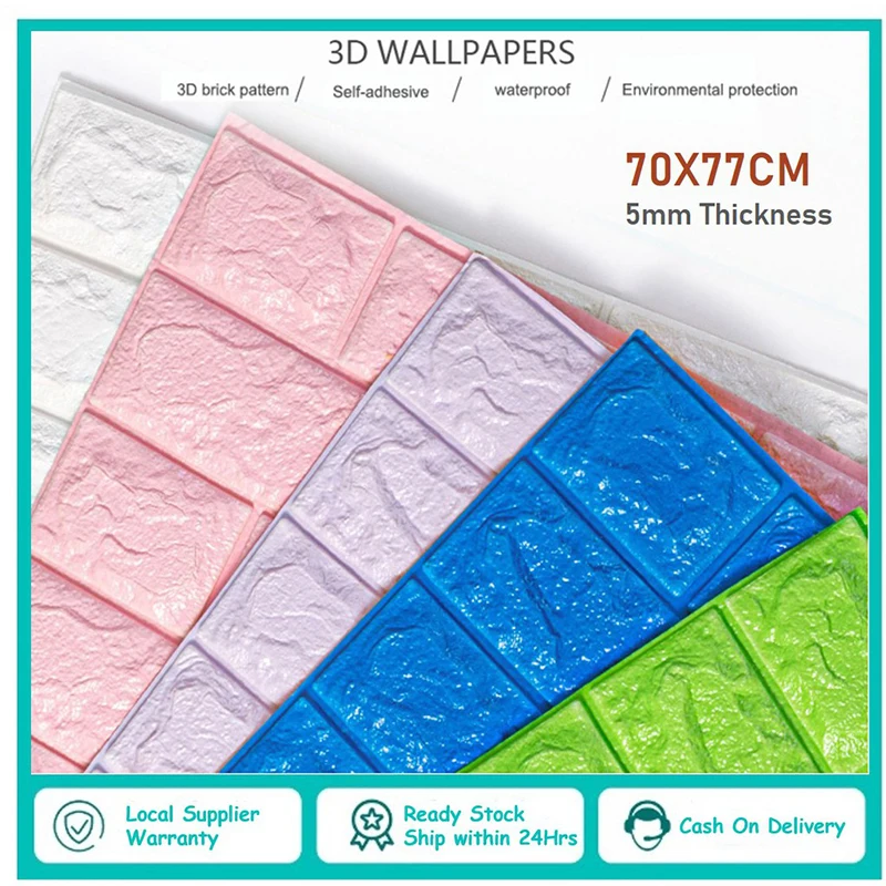 

'The Wallstickers 3D Stone Brick Self Adhensive Wall Stickers Easy Paste and Peel Off Back splash Wall Paper Shelf Paper 889
