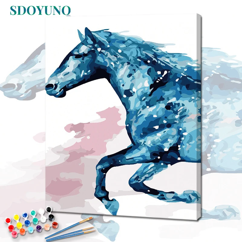 

SDOYUNO 60x75cm Paint By Numbers Animals DIY Oil Painting By Numbers On Canvas Frameless Horse Number Painting Home Decor