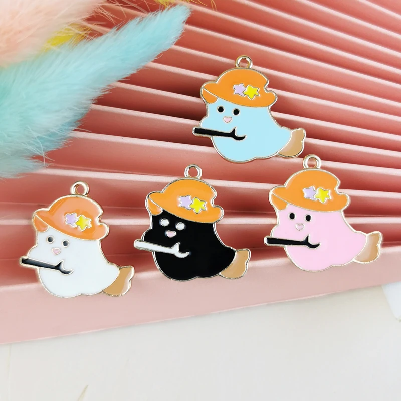 

ApeUr 10pcs/lot Halloween Series Jewelry Making Kawaii Flying Ghost Alloy Enamel Charms Pendants Bijoux Accessories Floating