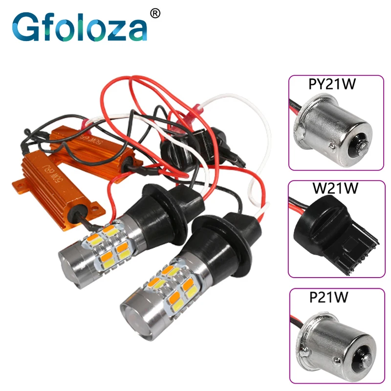 Светодиодный светильник Gfoloza 1156 PY21W с Canbus BAU15S P21W T20 W21W без ошибок указателем