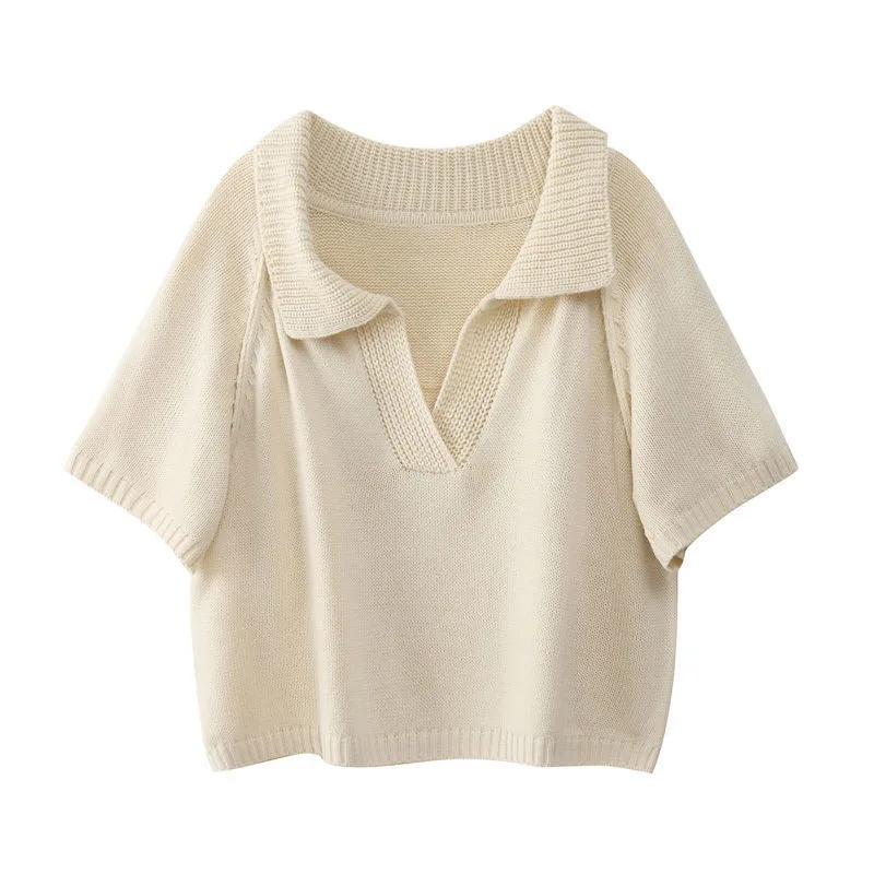 

Korea Style Autumn Short Knitted Sweaters Women Fashion Short Sleeve Pullovers Casual Female Crop Top Ropa Mujer Pull Femme