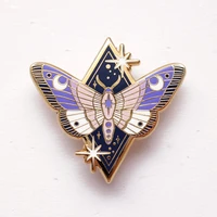 starlight pink moth hard enamel pin beautiful purple butterfly cute animal metal badges accessories moon goddess badge jewelry