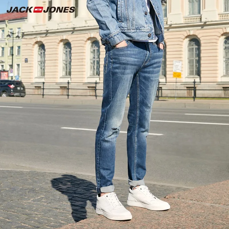 JackJones мужские Базовые эластичные хлопковые зауженные джинсы 219332572|Мужские