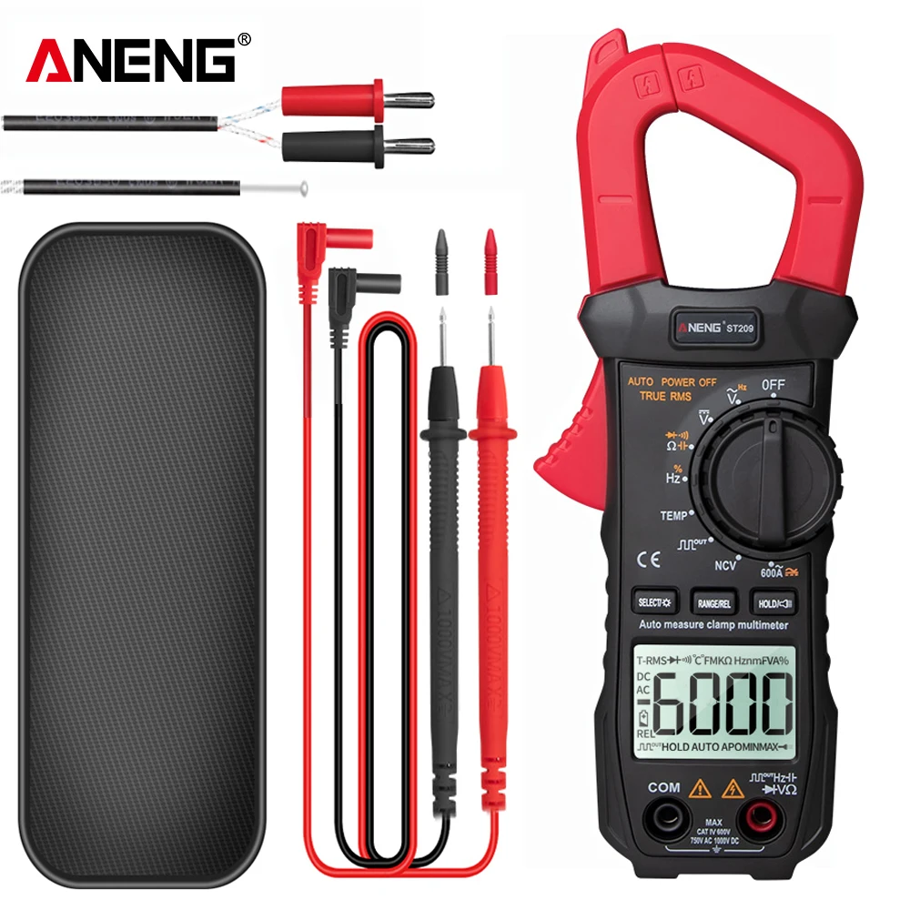 

ANENG ST209 Clamp Meter Digital Multimeter 6000 Counts AC/DC Voltage Current Tester LCD Backlight Ammeter Voltmeter