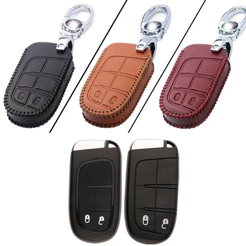

PU Leather 2 Buttons Keyless Entry Remote Key Fob Protector Case Cover For Jeep