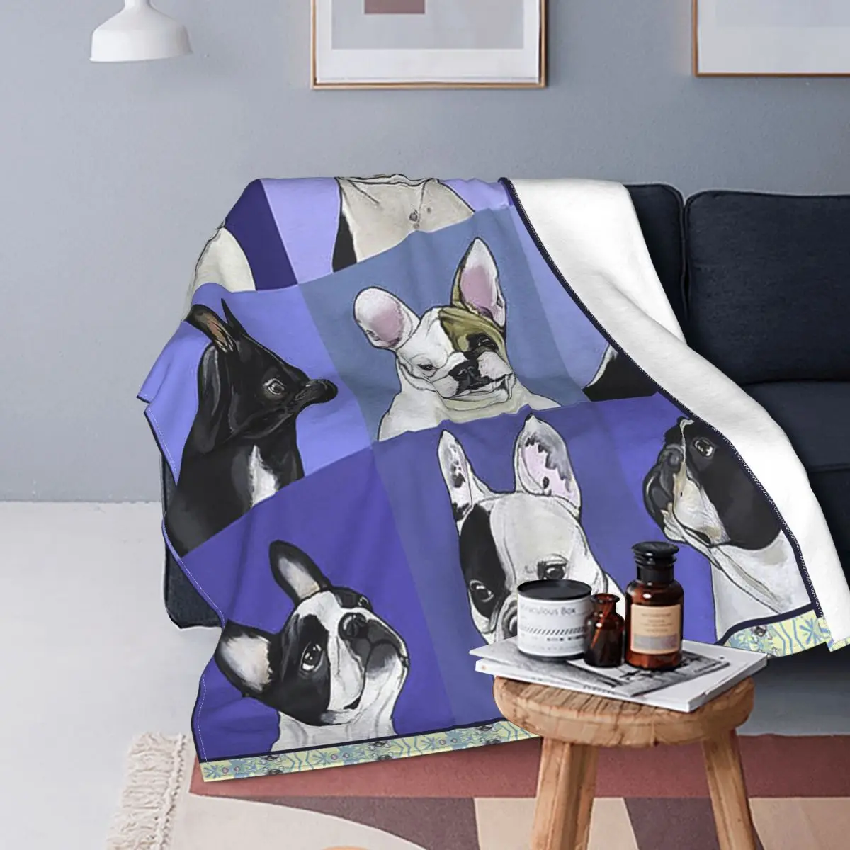 

Рождественское Флисовое одеяло с рисунком французского бульдога таксы для кровати, пешего туризма, пикника, толстое одеяло, пледы для кровати, дивана, кушетки