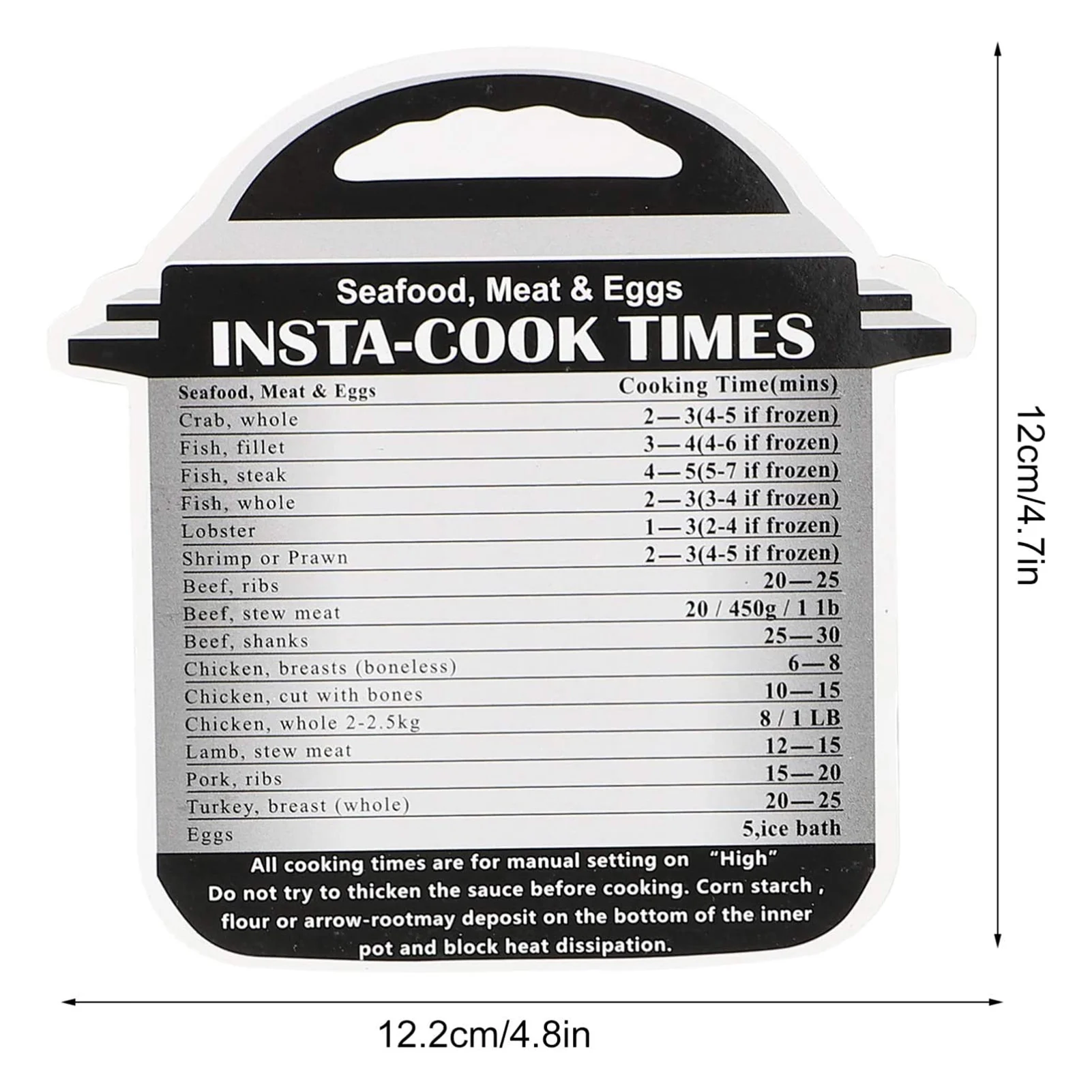 

Cooking Times Chart Magnetic Oil Resistant Schedule Kitchen Cooking Reference Guide