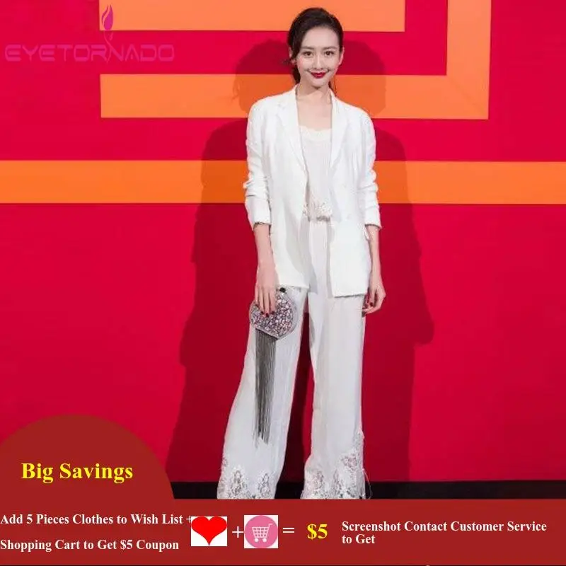 2019 женщин 2 шт брюки набор однобортный короткий белый пиджак куртка длинный