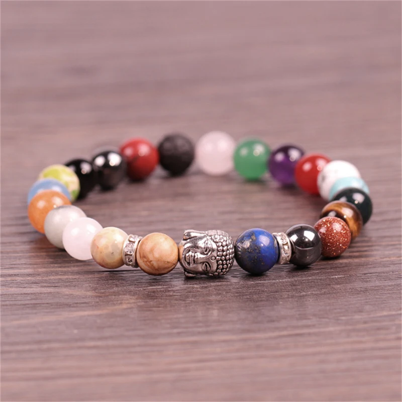 Многоцветный камень браслет чакра бусины с энергией исцеления и гармонии рейки