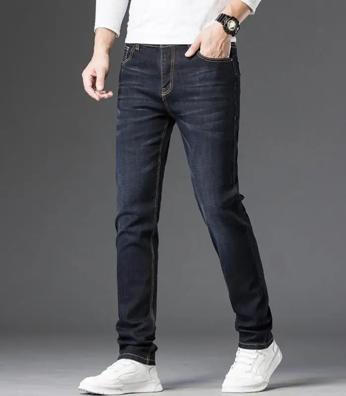 

2021 Classic Brand Men's Loose Straight Lightweight Jeans Quality Stretch Large Size Fashion Denim Pants Man Trousers w1974
