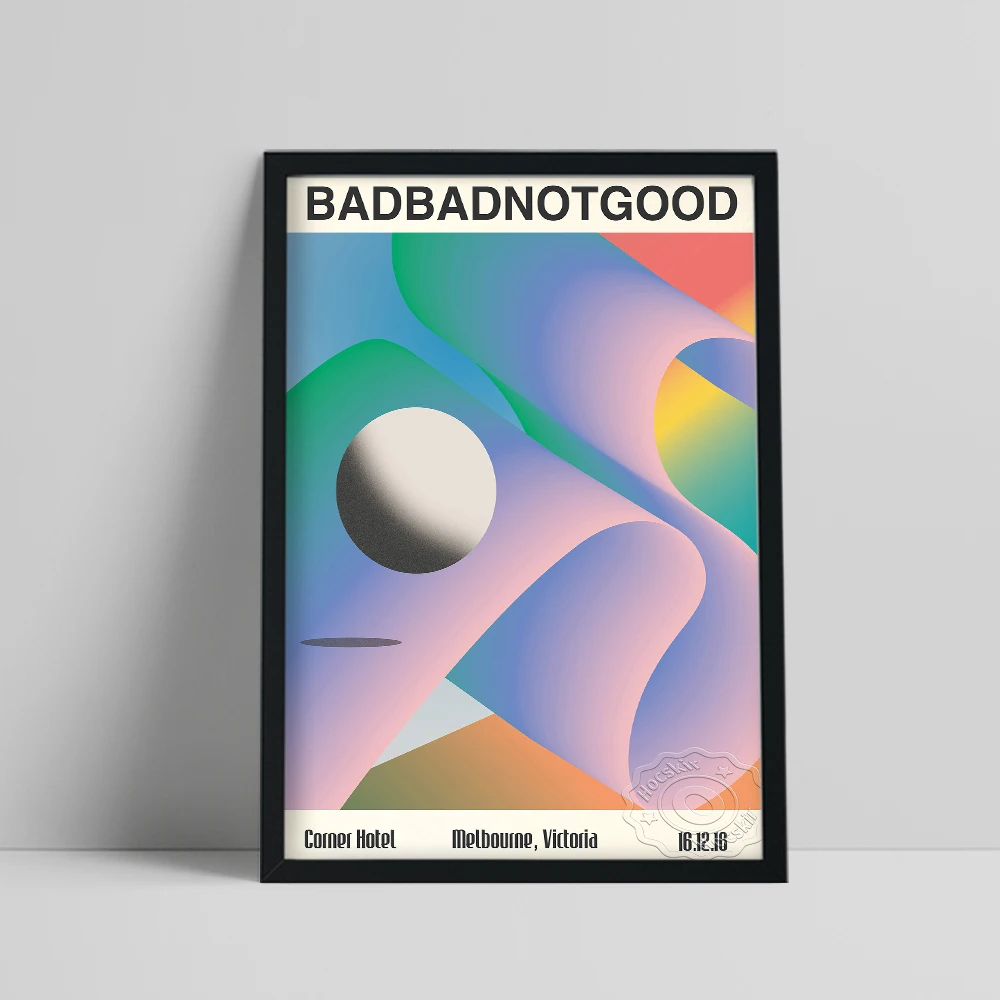 

Badbadnotgood Canada Musical Group Poster, Jazz Hip-Hop Music Gig Publicity Printing Poster, Solid Geometry Abstract Home Decor