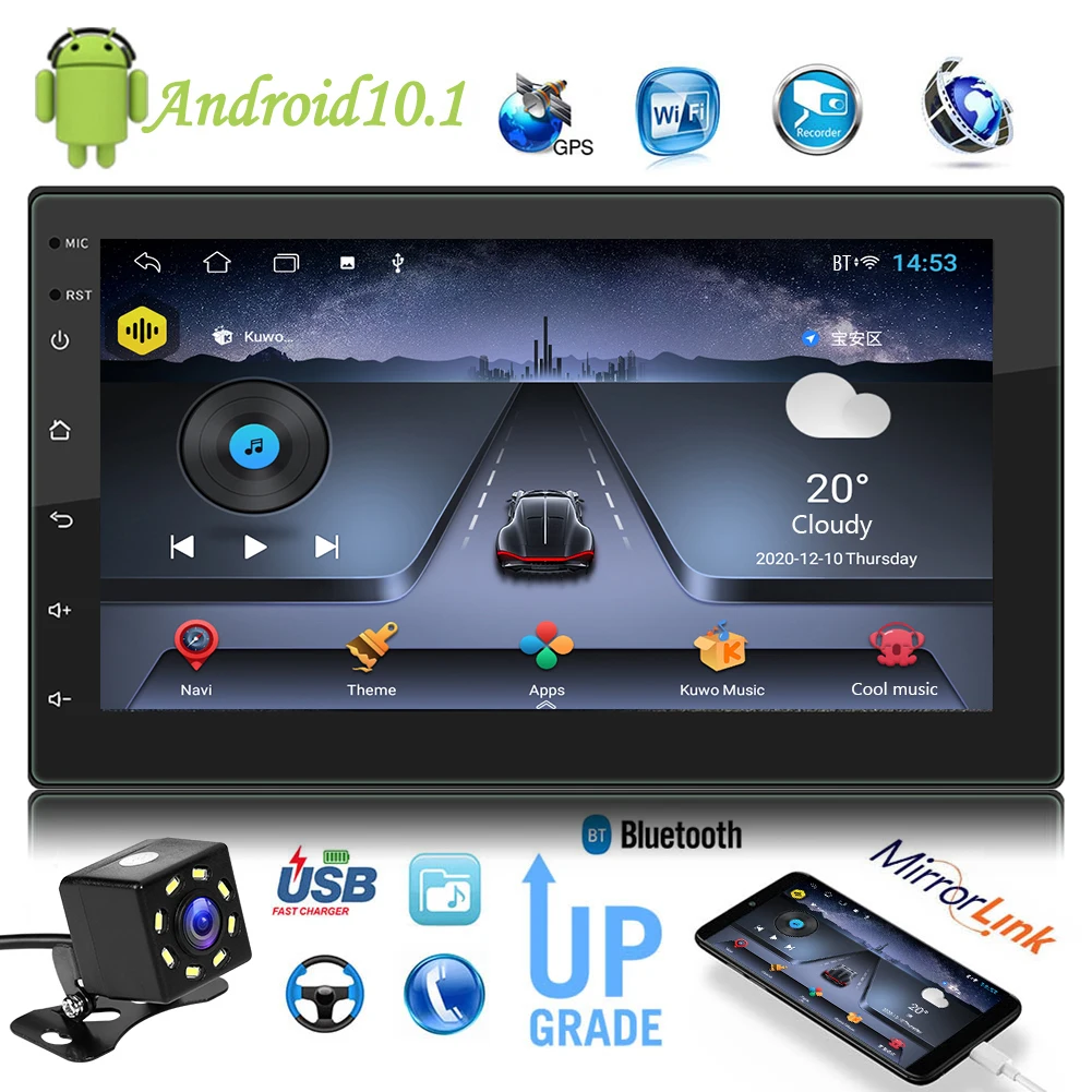 

Автомагнитола 2 DIN на платформе Android 10,1, 2 автомобиля, мультимедийный видеоплеер, стерео, GPS-навигация, WiFi, AUX, головное устройство, 1 Гб + 16 Гб