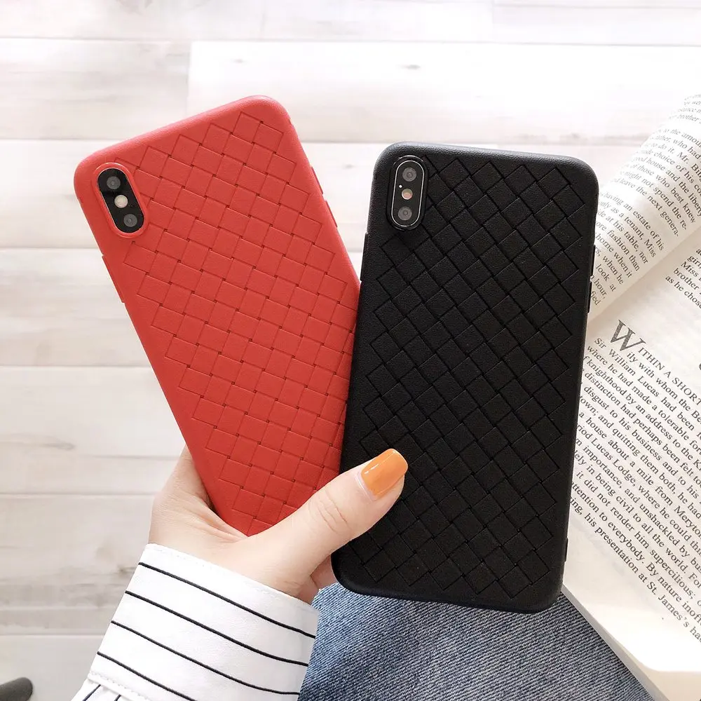 KISSCASE Grid Weave Pattern Phone Case For Oneplus 7 Pro Funda for One Plus 6 6t Luxury Ultra Thin Soft Back Cover Coque |