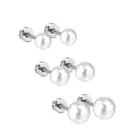 3 пары, серьги-гвоздики из нержавеющей стали с искусственным жемчугом