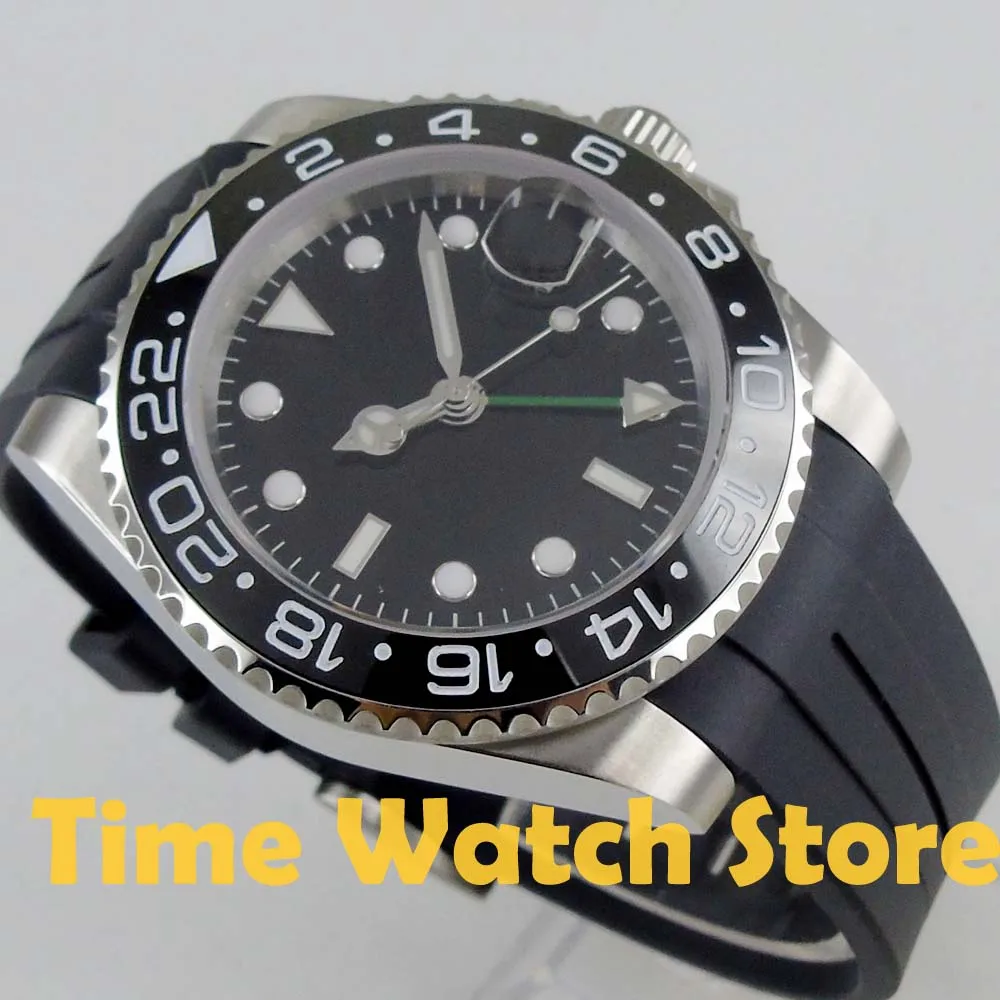 Парнис 40 мм GMT 3804 автоматические мужские часы с сапфировым стеклом световой