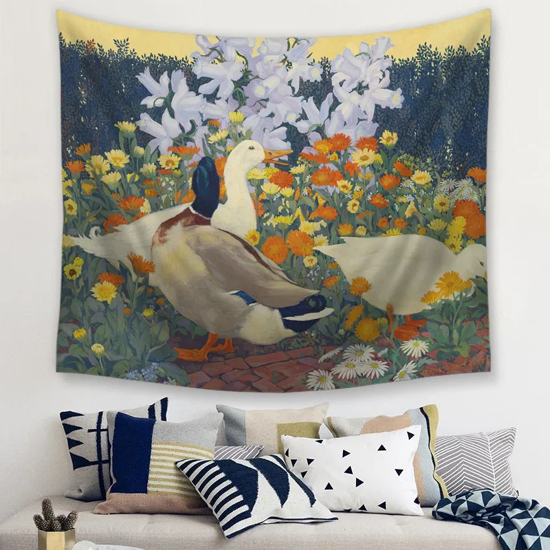 С принтом птицы полиэстер настенный гобелен комнаты Декоративные стены ковер