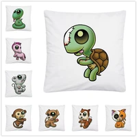 cute big eyed turtle cat dog monkey pattern soft short plush cushion cover pillow case for home sofa car decor pillowcase45x45cm