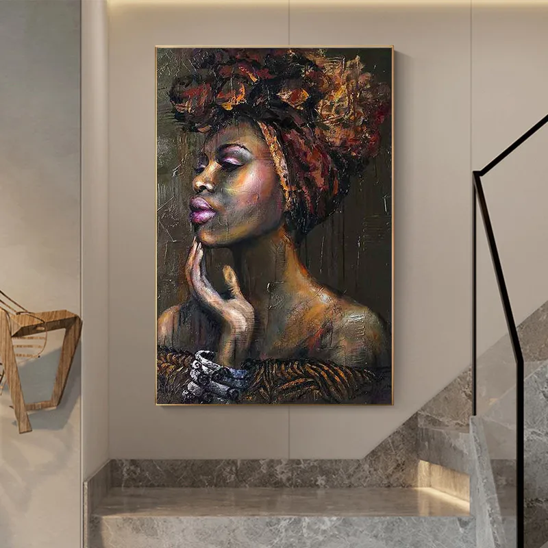 

Black White African Nude Woman Canvas Painting Graffiti Art Posters and Prints Abstract Wall Art Pictures for Living Room Decor