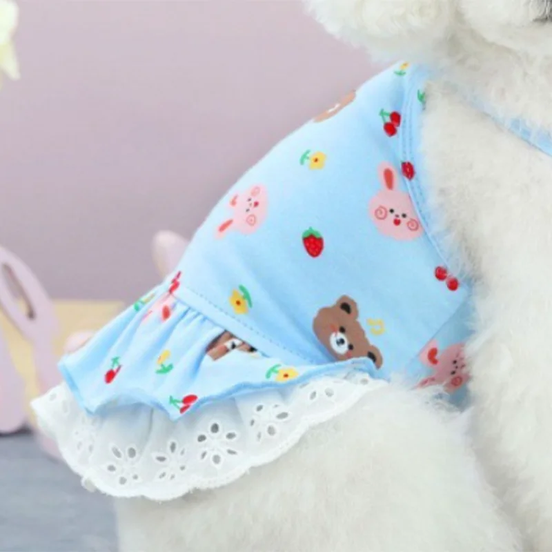 

Bunny Bear Dress Dog Skirt Princess Wedding Dress Summer Pet Clothes Poodle Puppy Cute Pet Dress Dog Flower Print Dress