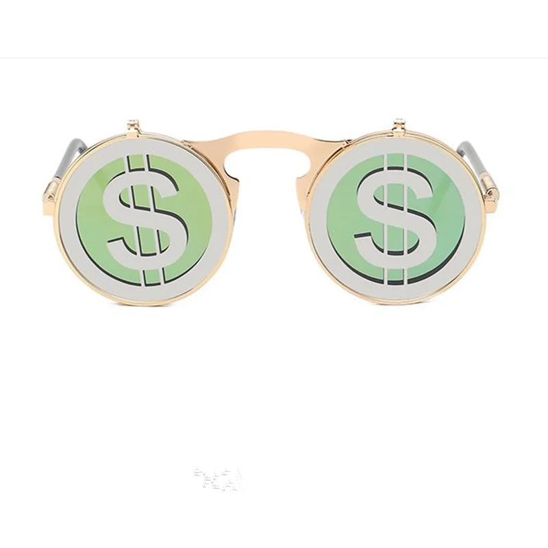 

Sunglasses Men Women New Fashion Round Flip Up Glasses Steam Punk Flap Design Retro Glasses