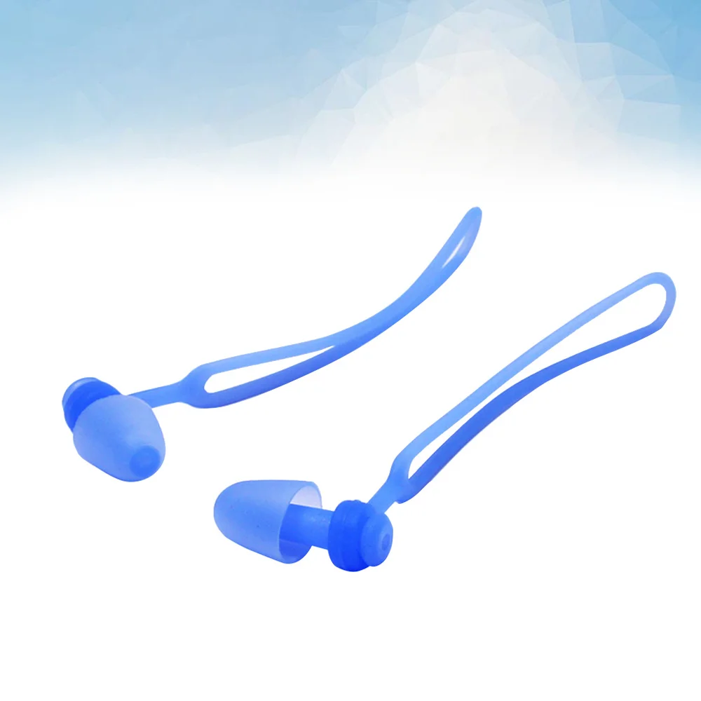 

1 Pair Fashion Waterproof Swimming Ear Plugs Ergonomic Underwater Diving Earplugs with Rope for Man Woman Kids (Blue)