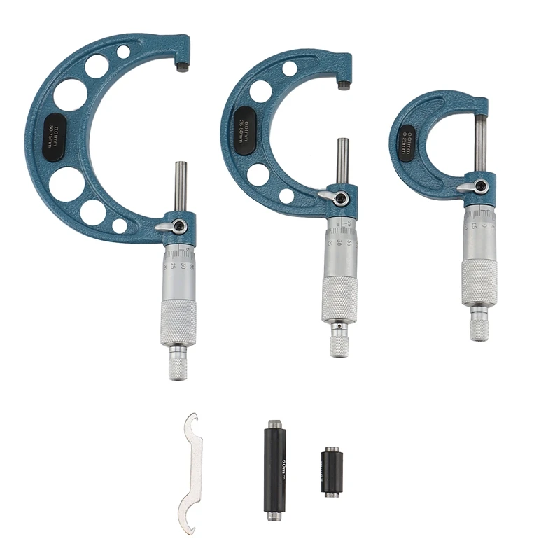 

Promotion! 3Pcs Micrometer Set Bearing Steel High Accuracy Outside Diameter Wrench Measurement Tool 0 -75Mm Measurement Tool