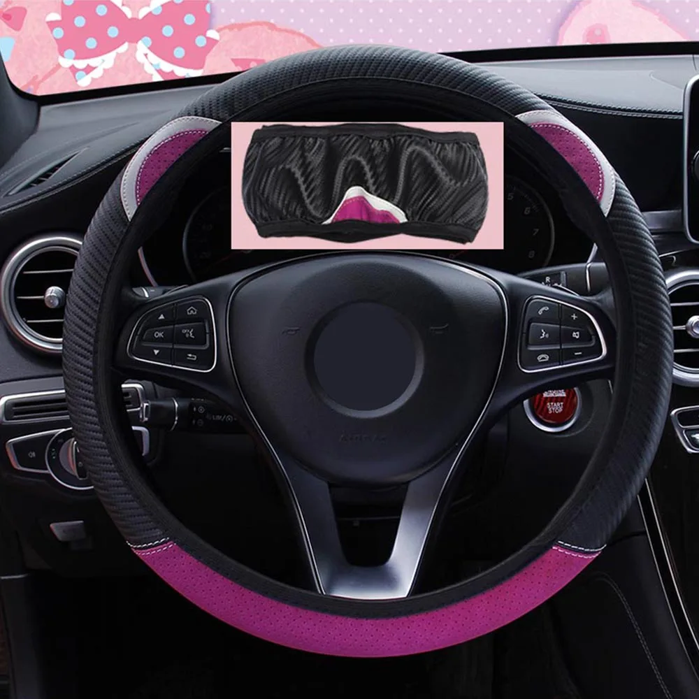 Rose Red FORAUTO чехлы на руль с милыми кошачьими ушками для автомобиля, чехлы на руль, автомобильные аксессуары, универсальные автомобильные украшения - Название цвета: Rose Red