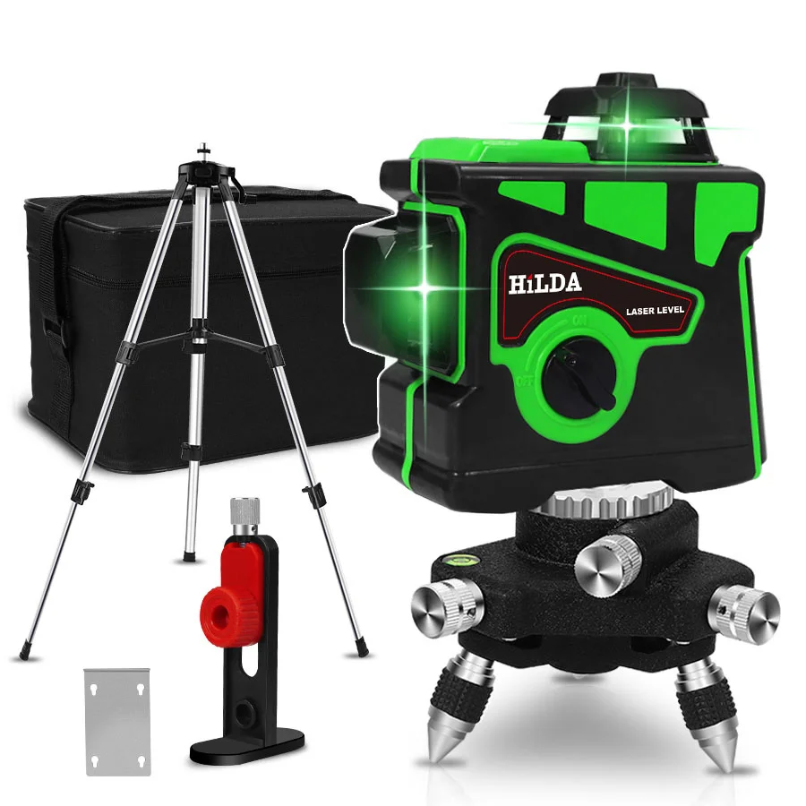 

3D auto leveling laser, green light beam, powerful 12 line 360 degree leveler, which can create horizontal and vertical cross