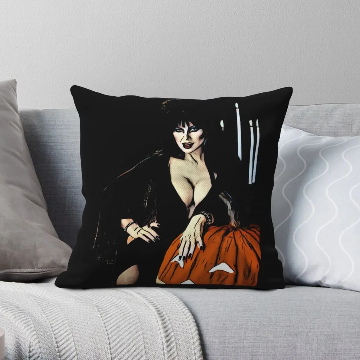 

Чехол Elvira с квадратной подушкой, полиэстеровый льняной бархатный чехол с принтом на молнии, декоративный чехол для подушки, чехол для домаш...