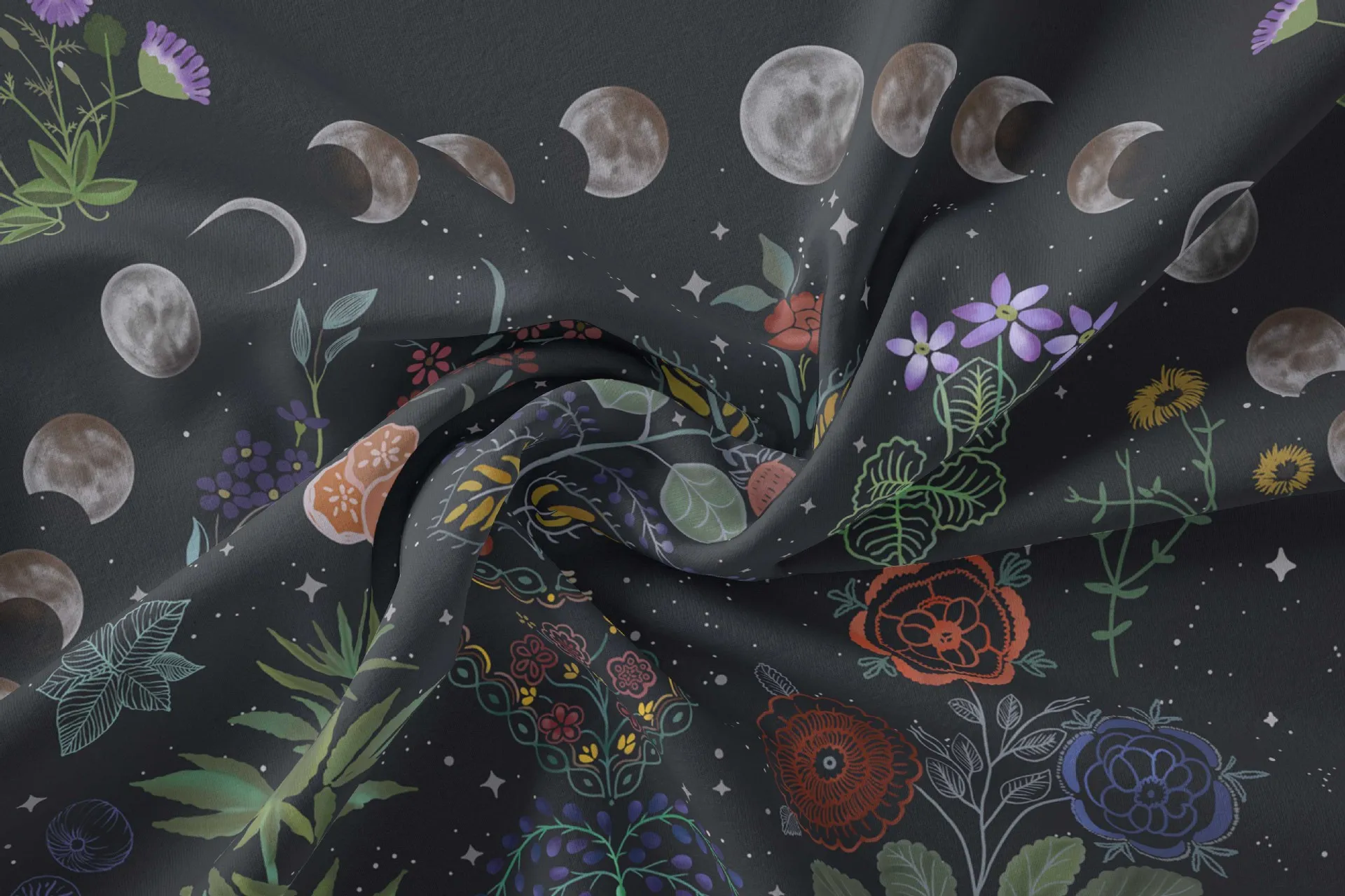 

Moon Phase Tapestry Wall Hanging Botanical Celestial Floral Wall Tapestry Hippie Flower Wall Carpets Dorm Decor Starry SkyCarpet