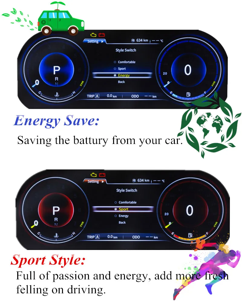 Сменная панель приборной панели 12 3 дюйма GPS навигатор с полным жидкостным