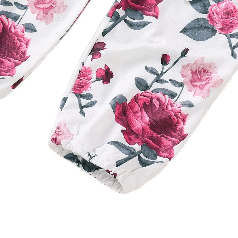 Осенняя одежда для новорожденных от 0 до 18 месяцев, детская одежда для малышки, комбинезон с рукавами-крылышками+ штаны с цветочным принтом+ повязка на голову, одежда для малышей
