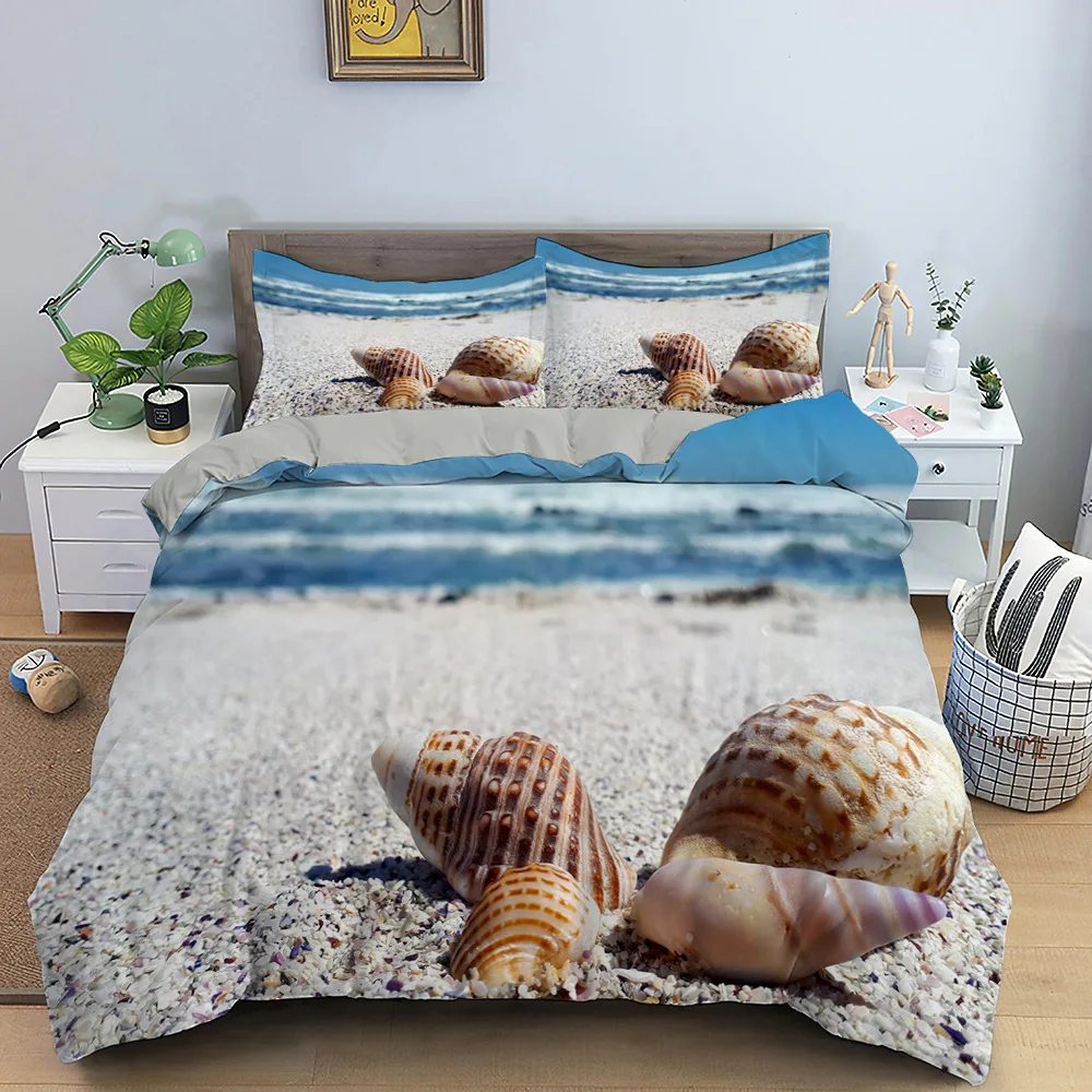 

Ocean Beach Shells Bedding Set Twin Queen King Size Duvet Cover Set Quilt Cover Pillowcase Home Bed Set No Bed Sheets Bedclothes