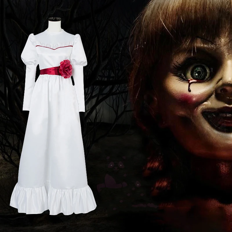 

Костюм для косплея Annabell, Женский костюм для косплея, белое платье, костюм аниме, страшный Хэллоуин