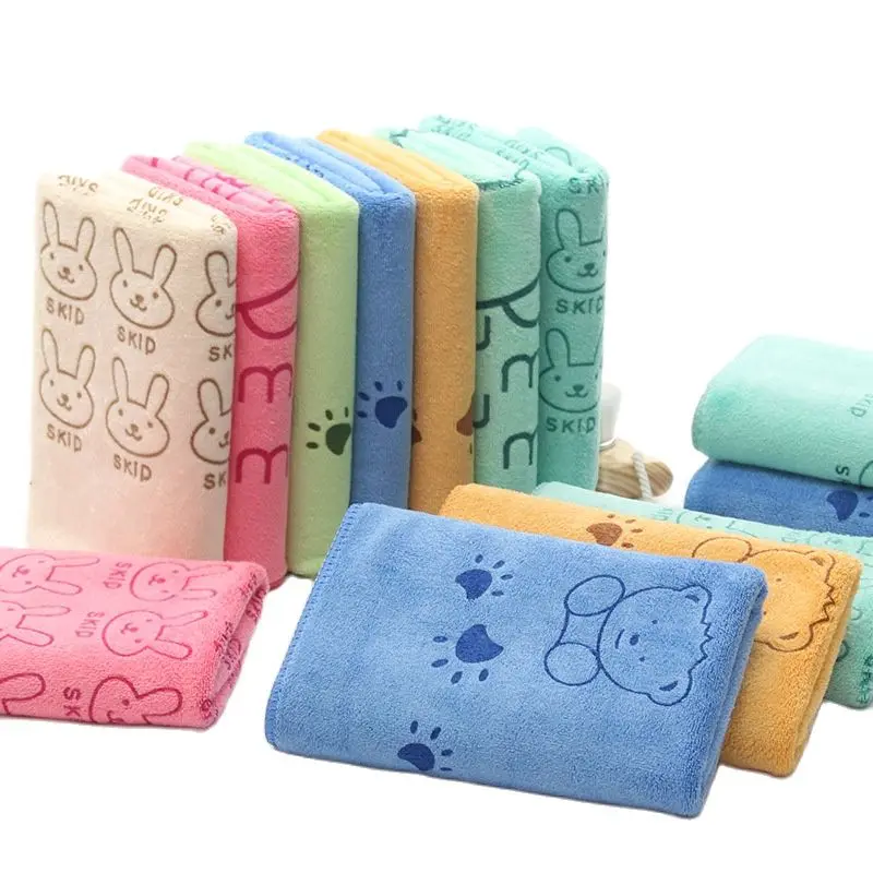 

35*75cm Microfiber Soft Absorbent Quick-Drying Children's Cartoon Towel Dry Hair Towel Face/Bath Towel Thick Soft Bathroom Towel