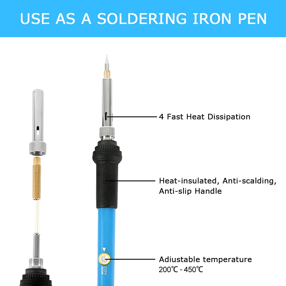 Комплект для выжигания из дерева паяльник с регулируемой температурой и
