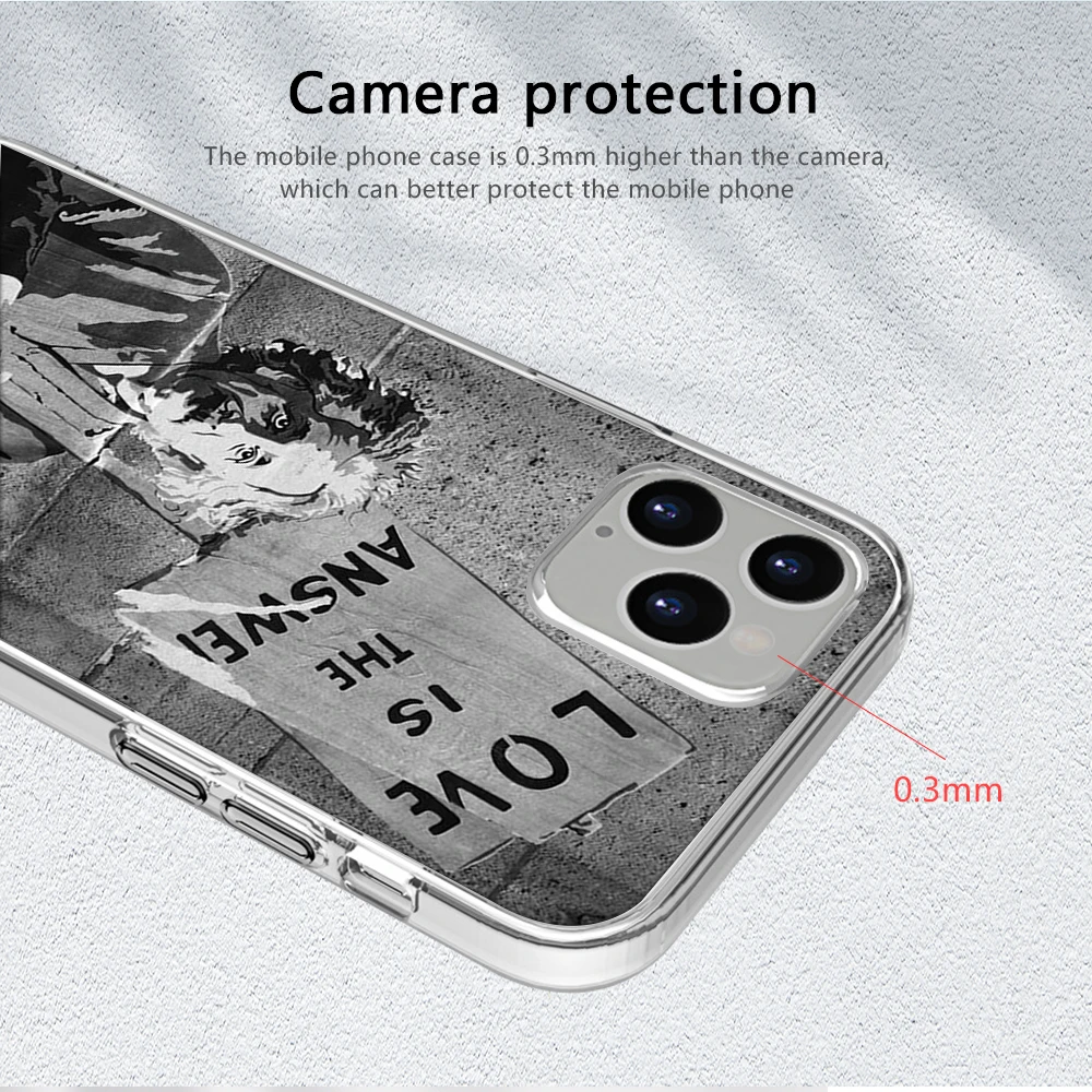 ciciber Art Banksy Funda Case for IPhone 12 Pro Case for IPhone 12 11 Pro XR XS Max Mini 7 X 8 6 6S Plus 5S SE 2020 Silicone TPU