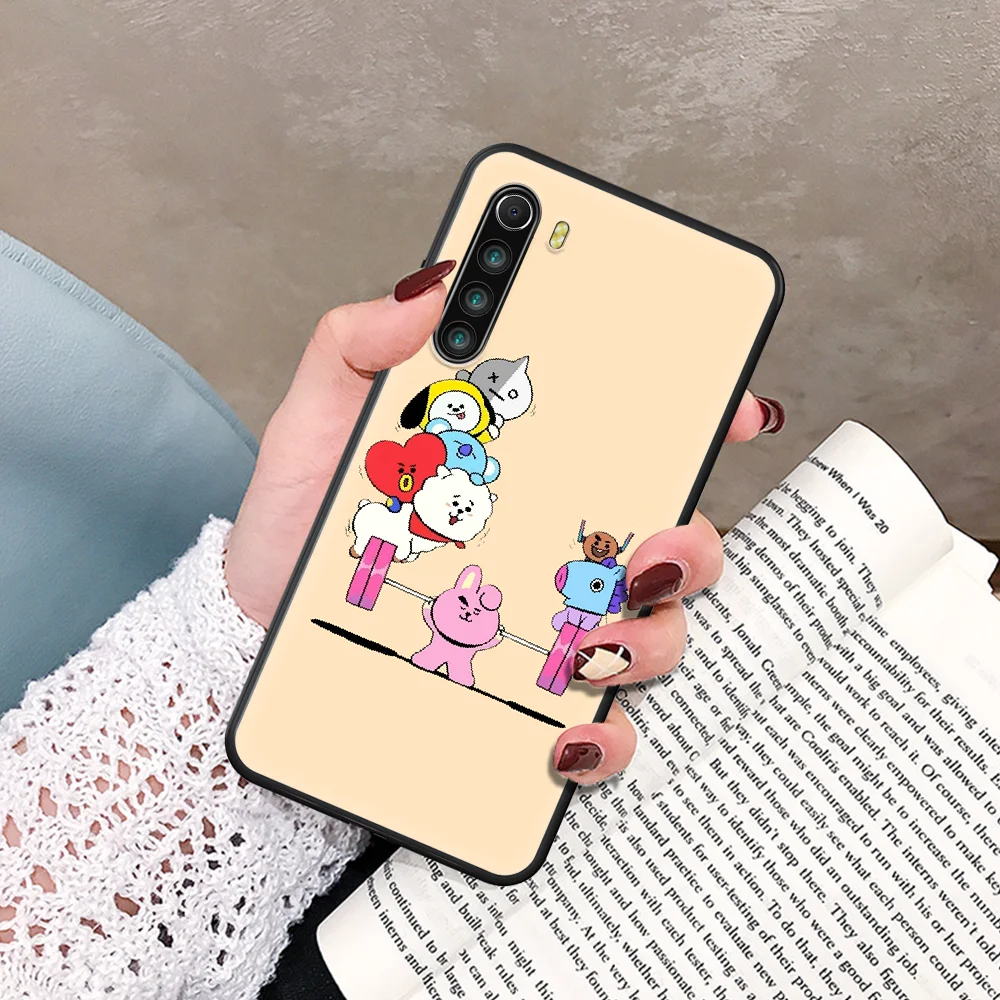 

cute BT21 Phone Case For Xiaomi Redmi Note 7 8 8T 9 9S 4X 7 7A 9A K30 Pro Ultra black Cover Pretty Prime Soft Funda Silicone