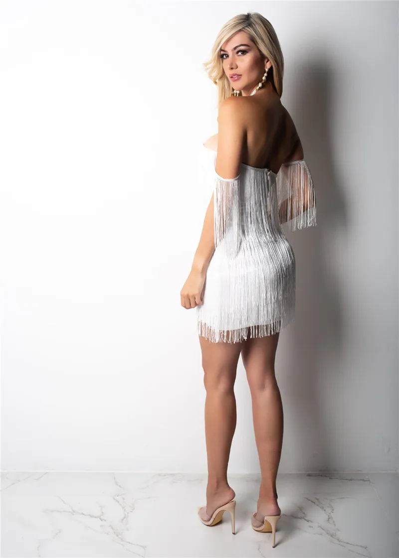 Хлопушки кисточкой Вечерние Платье женское платье с открытыми плечами низким