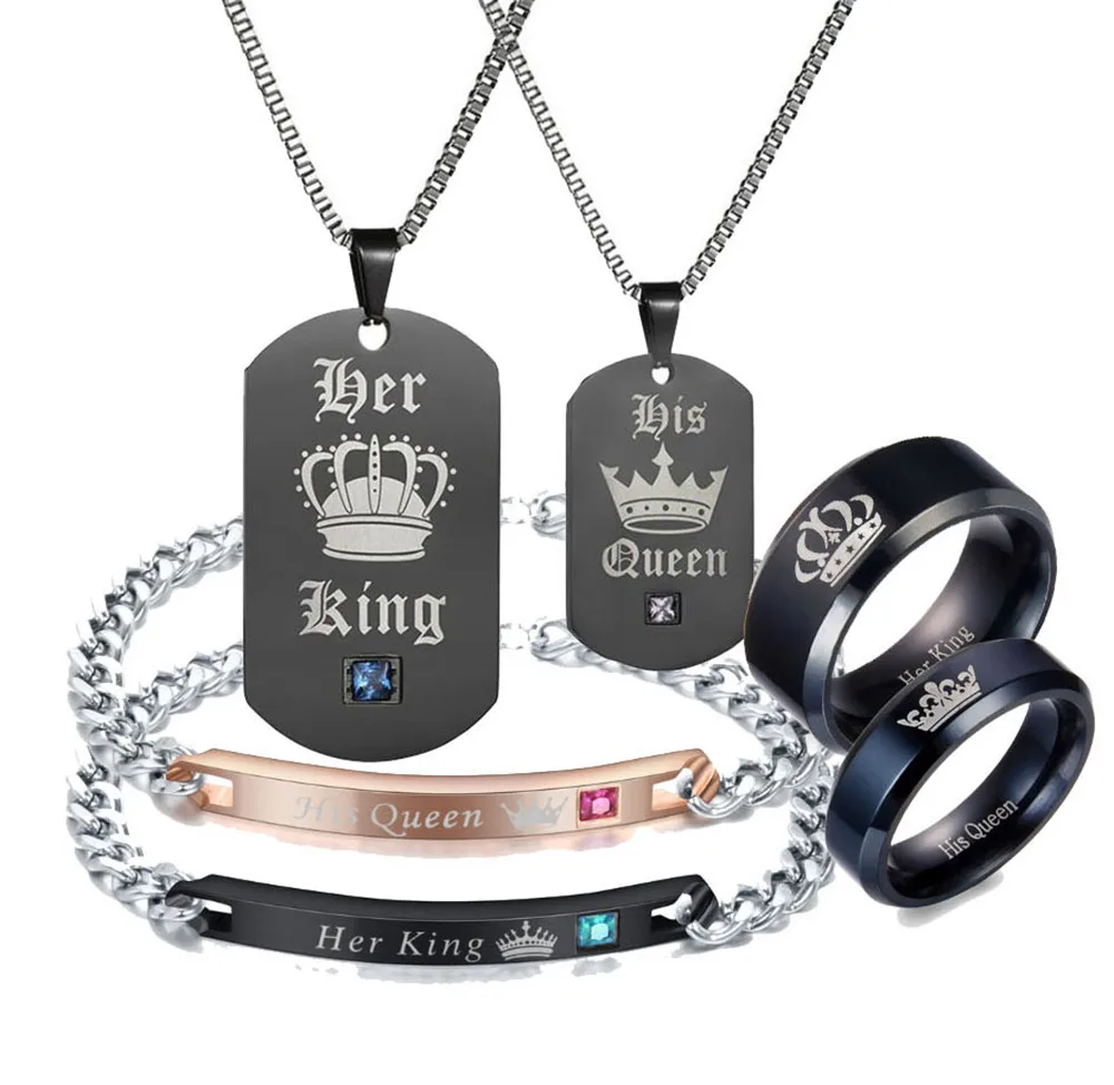 Ювелирные наборы из нержавеющей стали 316L Модный Ювелирный Комплект ее король и