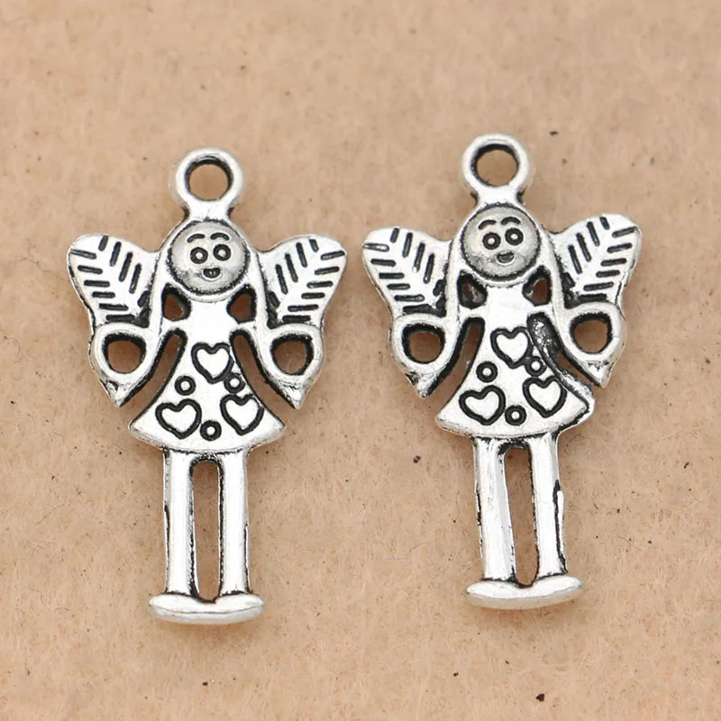

10PCS Tibetan Silver Plated Angel Fairy Charm Pendants fit European Bracelet Jewelry Making Necklace DIY Findings Handmade Craft