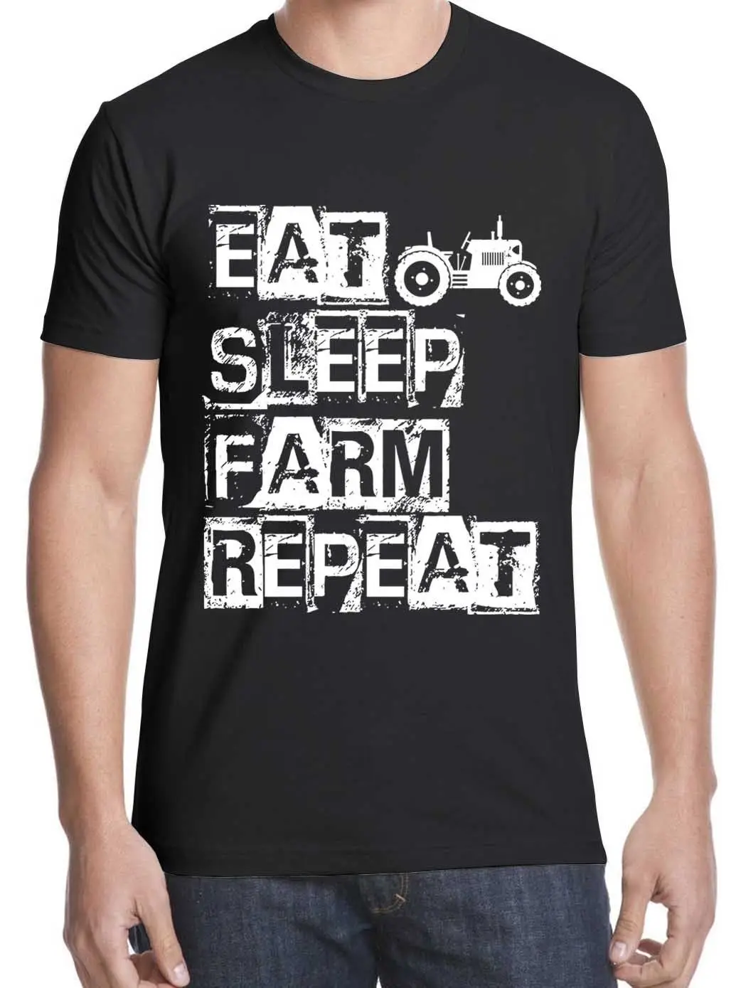 

2019 New Hot Sale T-shirt Eat Sleep Farm Repeat T-Shirt Men White Black Tractor Funny Free Shipping