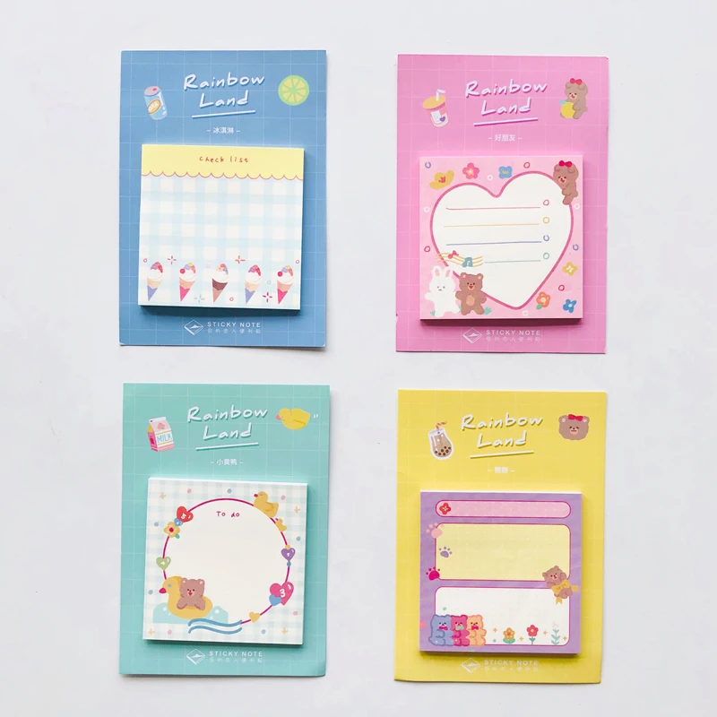 30 страниц Kawaii Медведь Друзья сердце мороженое Набор стикеров для заметок