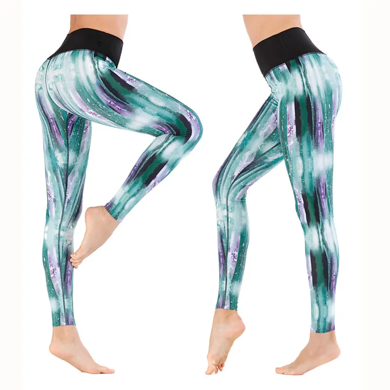 Женские штаны для йоги с принтом леггинсы высокой талией спортивные бега