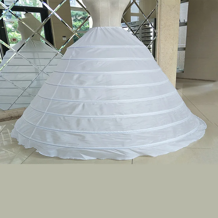 

White Underskirt Petticoat Slip Ball Gown Bridal Wedding Dress Drawstring Strap 8 Hoops Stage Plus Size Long Petticoat