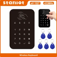 staniot 433mhz wireless touch keyboard 5pcs rfid card arm or disarm password keypad for tuya smart home security alarm system