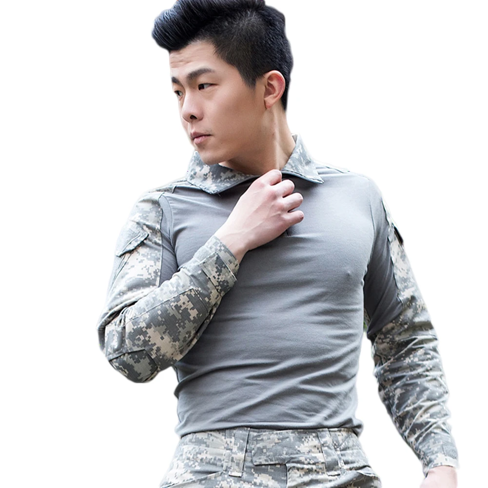 Камуфляжная тактическая Мужская футболка с длинным рукавом|Мужские футболки| |